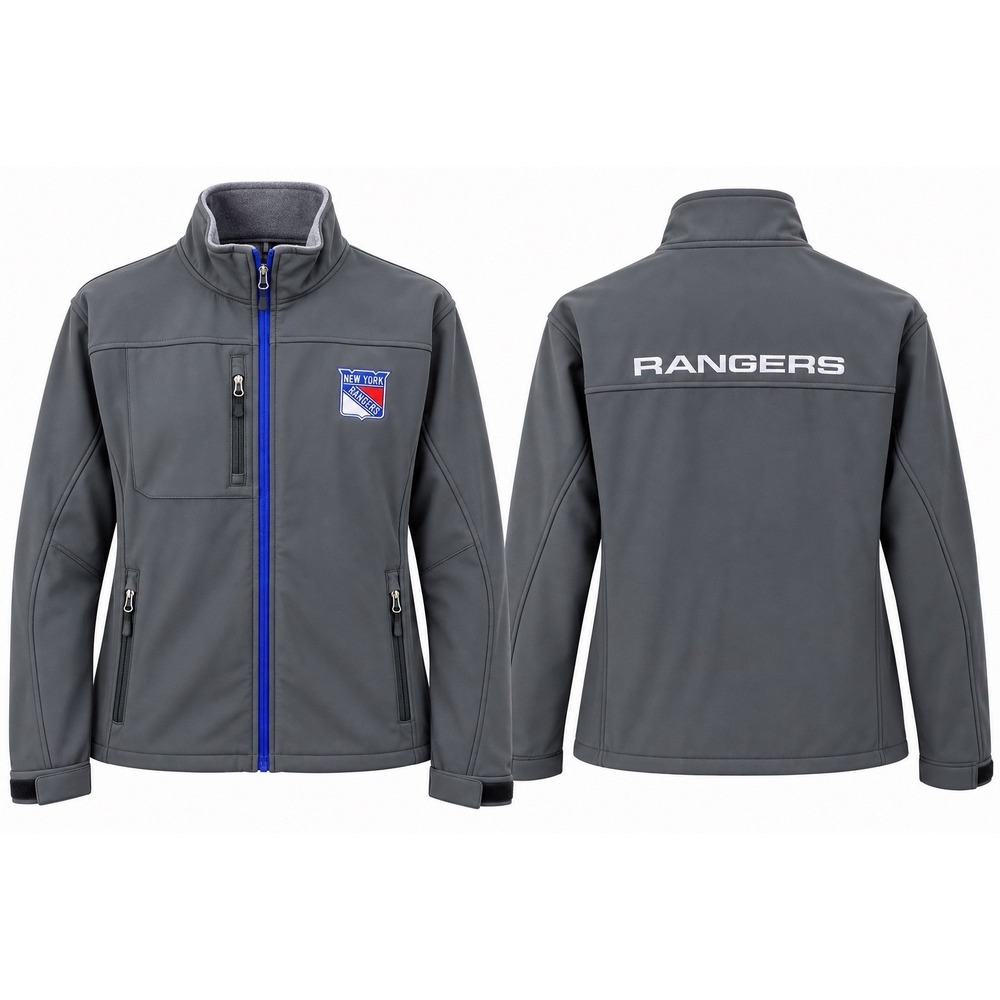 NHL New York Rangers Gray Full Zip Track Jacket Embroidered Logo Men's L NWT